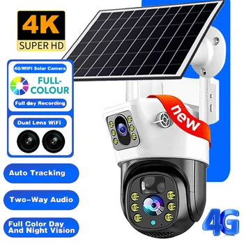 Câmera de vigilância CCTV sem fio Home Security, 4G Cartão SIM, Câmera Solar 12MP, IP 6K ao ar livre, Visão noturna PTZ, Detecção humana PIR - Imagem 4