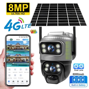 Câmera de vigilância CCTV sem fio Home Security, 4G Cartão SIM, Câmera Solar 12MP, IP 6K ao ar livre, Visão noturna PTZ, Detecção humana PIR - Imagem 2